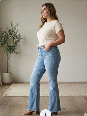 L’AGENCE High-Rise Light Blue Flare Jeans
